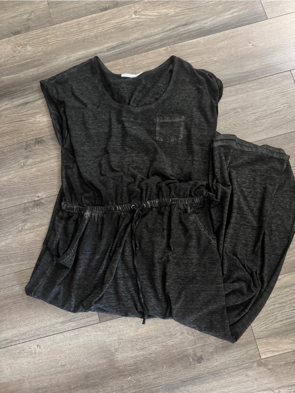Time and Tru Black V-Neck Drawstring Maxi Dress XL - Picture 9 of 9